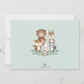 スイートウッドランドフォレストアニマルズグリーンリー誕生日 招待状 (裏面)