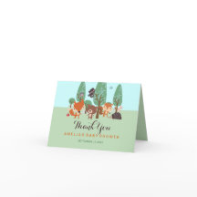 スイートウッドランドフレンズベビーシャワーサンキューカード