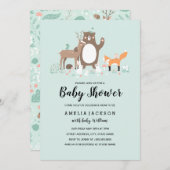 スイートウッドランドミントベビーシャワー招待状 招待状 (正面/裏面)