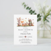 スイートウッドランド動物のベビーシャワー 招待状 (スタンド正面)