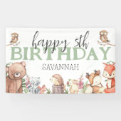 スイートウッドランド動物の誕生日パーティバナー 横断幕 (横)