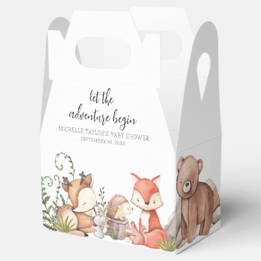 スイートウッドランド動物の赤ちゃんシャワー フェイバーボックス (オープン)