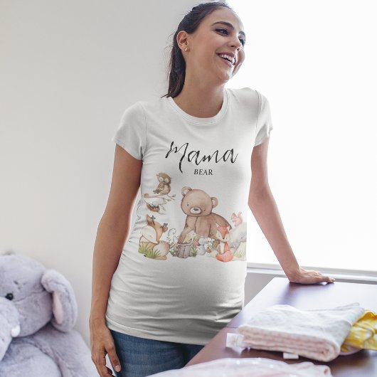 スイートウッドランド動物の赤ちゃんシャワーMama Bear Tシャツ