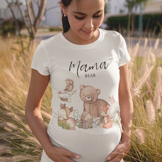 スイートウッドランド動物の赤ちゃんシャワーMama Bear Tシャツ