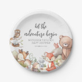 スイートウッドランド動物ベビーシャワー紙プレート ペーパープレート (正面)