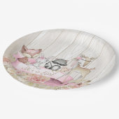 スイートウッドランド動物少女の赤ちゃんシャワー ペーパープレート (アングル)