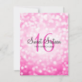 スイートエレガント16誕生日ピンクグリッター灯 招待状 (裏面)