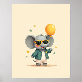 スイートエレファントサファリ子供部屋ウォールアート ポスター