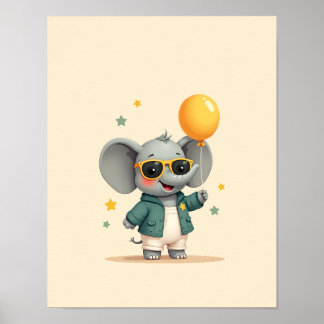 スイートエレファントサファリ子供部屋ウォールアート ポスター