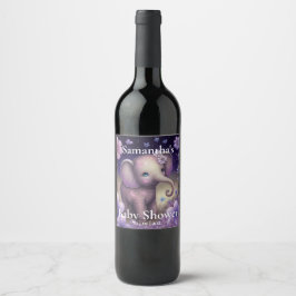 スイートエレファントパープルベビーシャワーワインラベル ワインラベル
