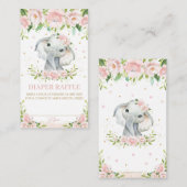 スイートエレファントピンク赤面フローラおむつラッフル エンクロージャーカード (正面/裏面)