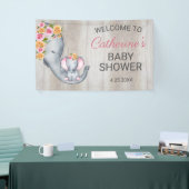 スイートエレファントフローラガールベビーシャワーウェルカム 横断幕 (トレードショー)