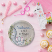 スイートエレファントフローラ素朴ベビーシャワー ペーパープレート (パーティー)