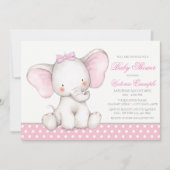 スイートエレファントベビーガールシャワー招待状 招待状 (正面)