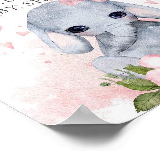 スイートエレファントベビーシャワー歓迎サイン ポスター (角)