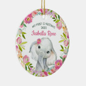 スイートエレファントベビー初めてのクリスマスオーナメント セラミックオーナメント (右)