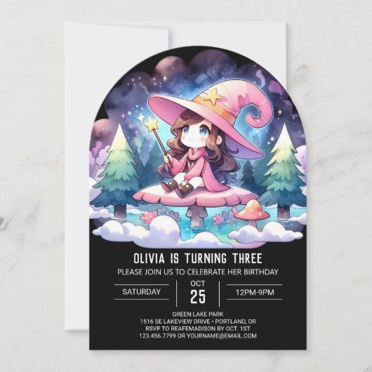 スイートエンチャントレスウィザード誕生日 招待状 (正面)