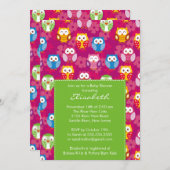 スイートオウルズベビーシャワー招待状ライム 招待状 (正面/裏面)