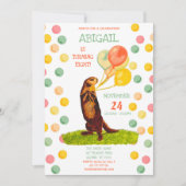 スイートオッタバルーンカラフル誕生日 招待状 (正面)