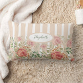 スイートオレンジと赤面ガーデンバラ水彩 ランバークッション (ブランケット)