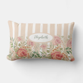 スイートオレンジと赤面ガーデンバラ水彩 ランバークッション