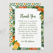 スイートオレンジ色のベビーシャワーサンキューカード サンキューカード (正面/裏面)