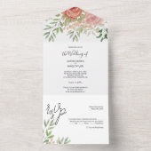 スイートオレンジ赤面バラウォーターカラーハンド絵を描 オールインワン招待状 (内側)