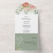 スイートオレンジ赤面バラウォーターカラーハンド絵を描 オールインワン招待状 (内側)