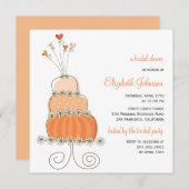 スイートオレン結婚ジズケーキブライダルシャワー招待状 招待状 (正面/裏面)