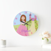スイートオーバーンヘアプリンセス パーソナライズされた ラージ壁時計 (ホーム)
