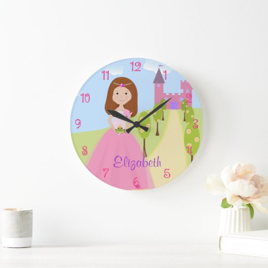 スイートオーバーンヘアプリンセス パーソナライズされた ラージ壁時計 (ホーム)