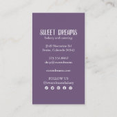 スイートカップケーキケータリングベーカリーパープルソーシャルアイコン 名刺 (裏面)