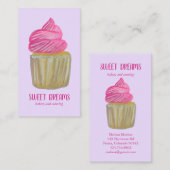 スイートカップケーキケータリングベーカリーパープルピンクカスタム 名刺 (正面/裏面)