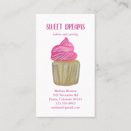 スイートカップケーキケータリングベーカリーピンクカスタム 名刺 (裏面)