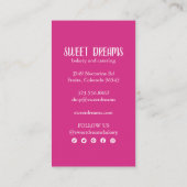 スイートカップケーキケータリングベーカリーピンクソーシャルアイコン 名刺 (裏面)