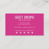 スイートカップケーキケータリングベーカリー魅力的ピンクソーシャル 名刺 (裏面)
