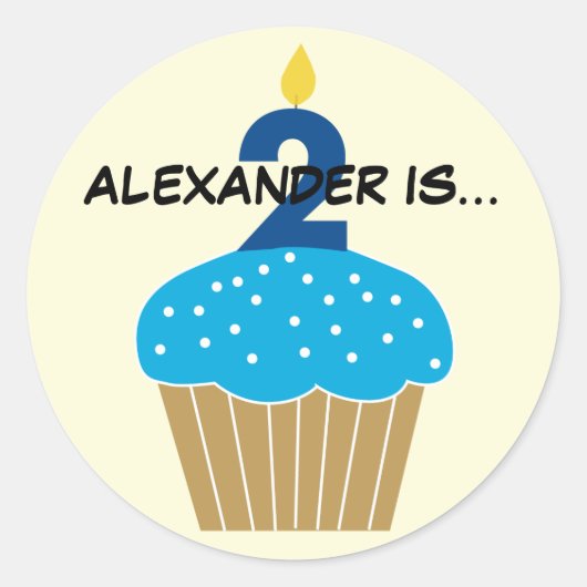 スイートカップケーキセカンド誕生日シール ラウンドシール (正面)