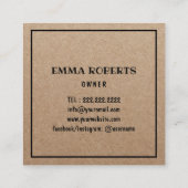 スイートカップケーキハンドメイドケーキクラフト素朴ベーカリー スクエア名刺 (裏面)