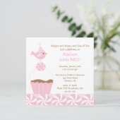 スイートカップケーキバーディ誕生日招待状 招待状 (スタンド正面)