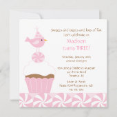 スイートカップケーキバーディ誕生日招待状 招待状 (正面)