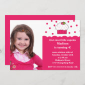 スイートカップケーキフォト誕生日招待状 招待状 (正面/裏面)