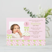 スイートカップケーキフォト誕生日招待状 招待状 (スタンド正面)