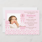 スイートカップケーキフォト誕生日招待状 招待状 (正面)