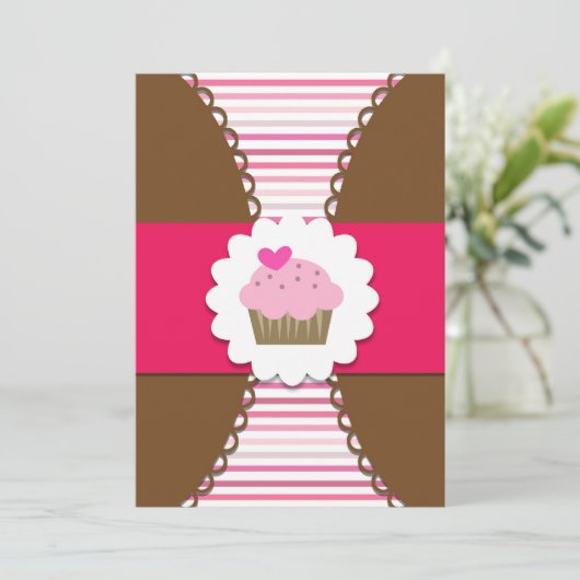 スイートカップケーキ子供へパーティの招待状 招待状 (スタンド正面)