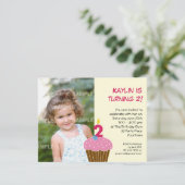 スイートカップケーキ第2誕生日パーティの招待状 招待状 (スタンド正面)