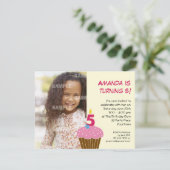 スイートカップケーキ第5回誕生日パーティーの招待 招待状 (スタンド正面)