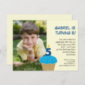 スイートカップケーキ第5回誕生日パーティーの招待 招待状 (正面/裏面)