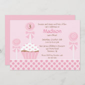 スイートカップケーキ誕生日招待状 招待状 (正面/裏面)