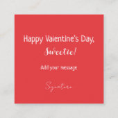 スイートカップケーキ赤いハートバレンタインデーカード エンクロージャーカード (裏面)