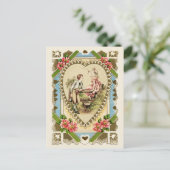 スイートカップルのハートフレームヴィンテージ再生 ポストカード (スタンド正面)